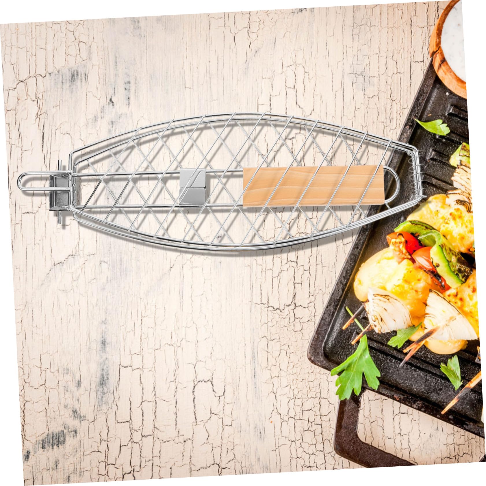 2 pezzi in acciaio inox pesce grill cestino con manico pieghevole resistente al calore portatile multifunzione barbecue cestino per interni ed esterni perfetto per pesce e bave