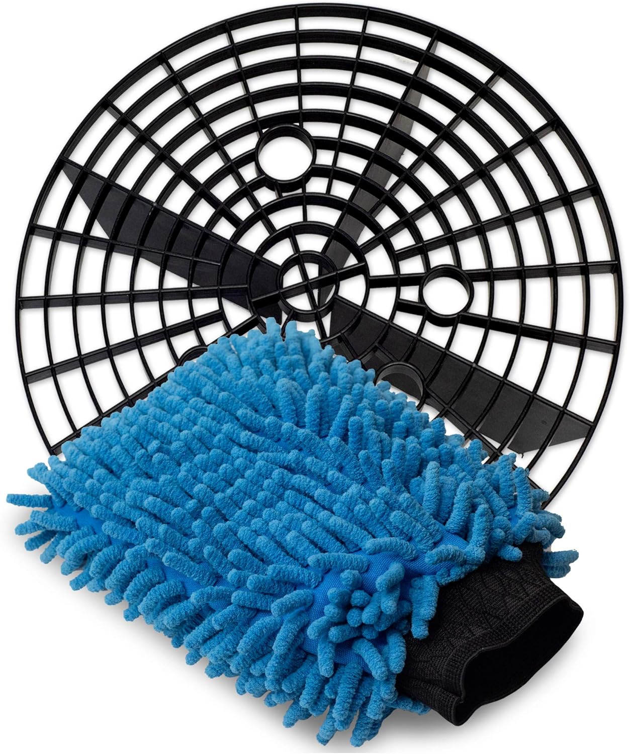 Jork Products Grit Insert Trap Wash Bucket Guard and Microfiber Chenille Wash Mitt Kit : Automotive