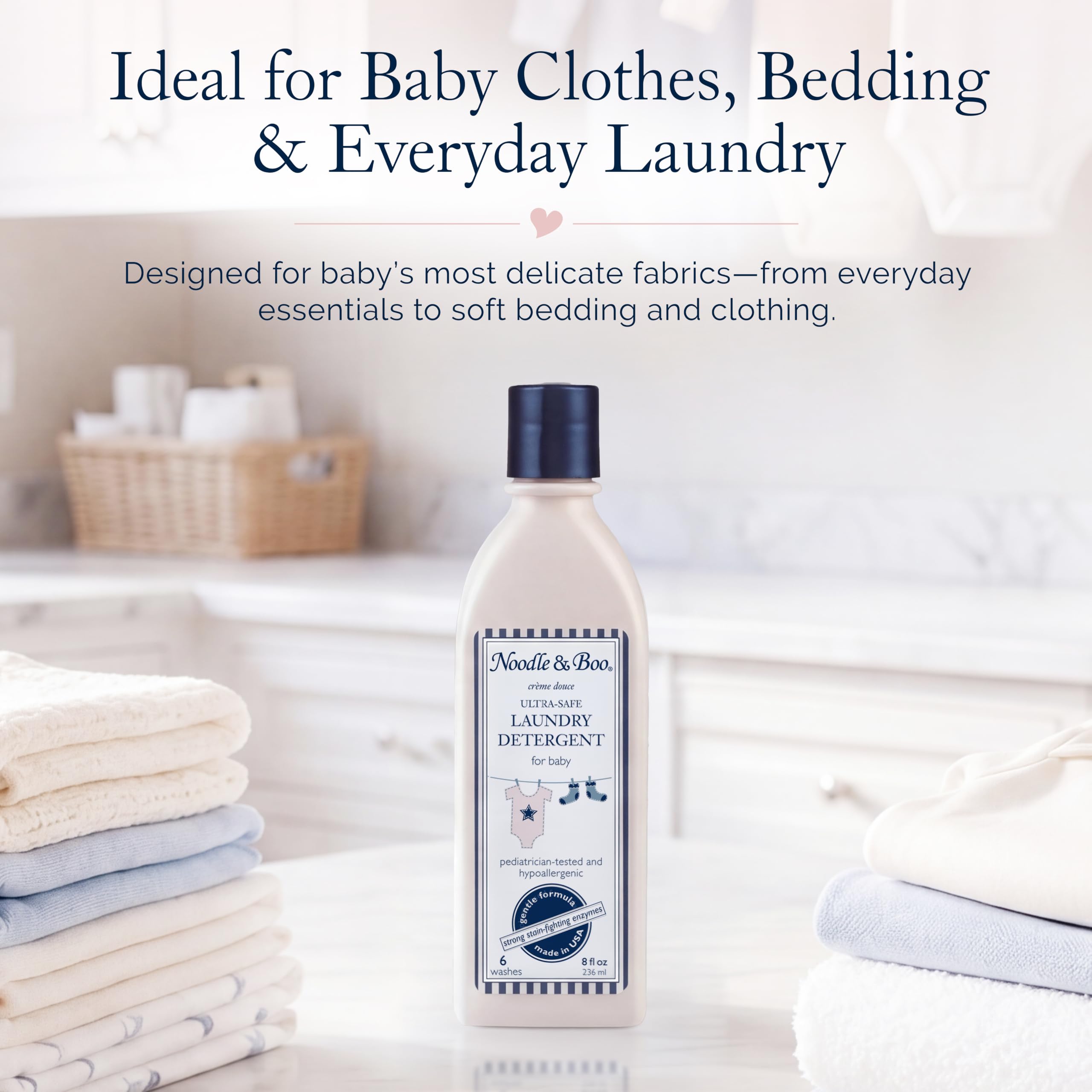 Noodle & Boo Ultra Safe Laundry Essentials - Detergente para lavandería, 8 onzas líquidas