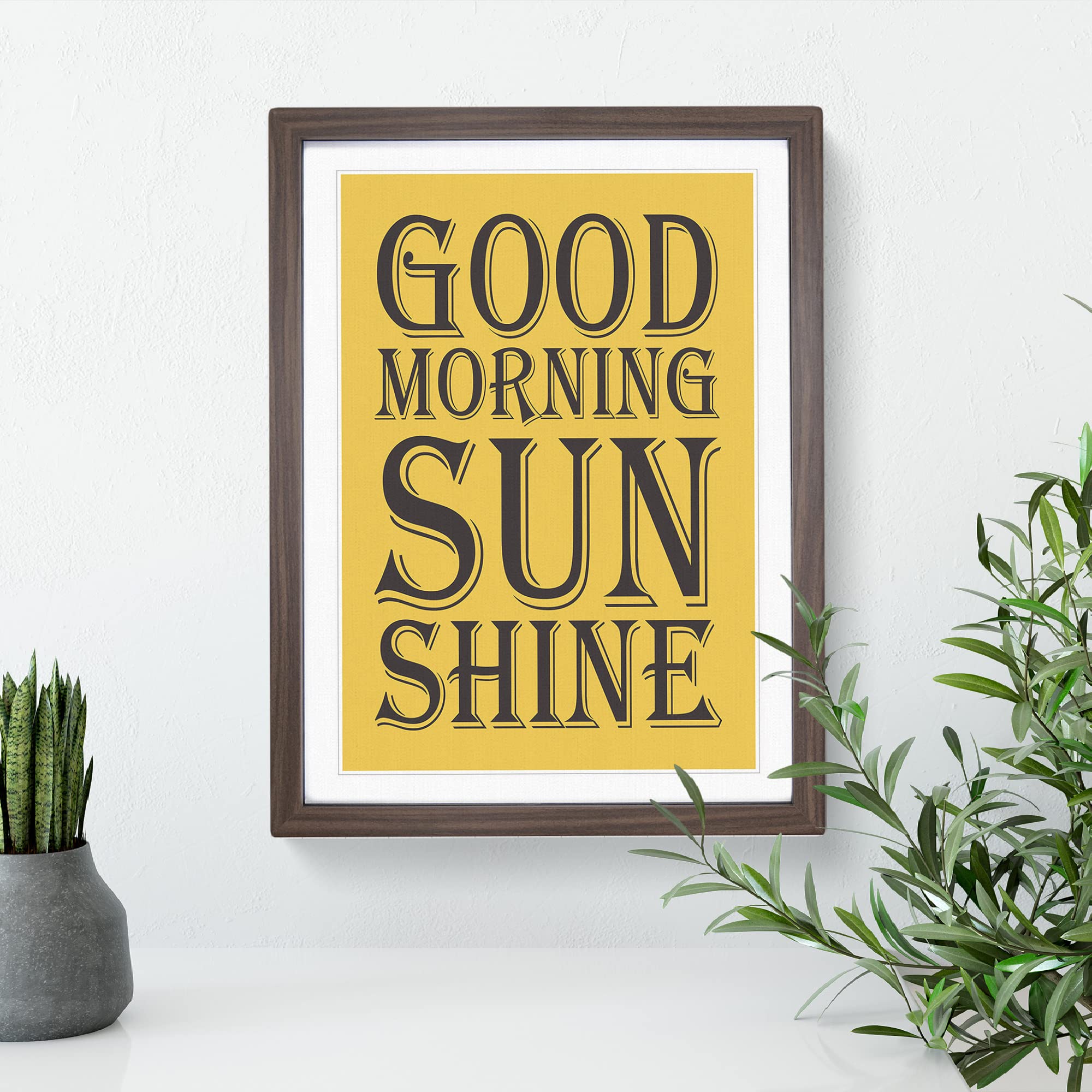 Good Morning Sunshine Typography Yellow Framed Wall Art Print - Image 3