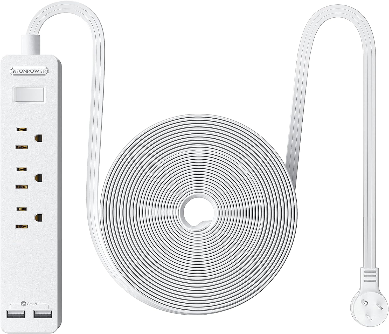 Long Extension Cord 15 ft, NTONPOWER Ultra Thin Flat Extension Cord