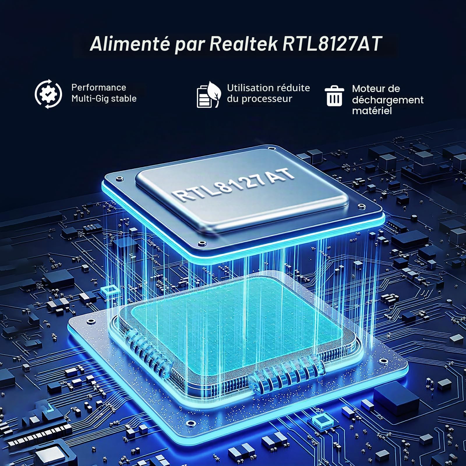 Carte Réseau PCIe 10G, Carte Ethernet YuanLey 10G Base-T Avec Contrôleur Realtek RTL8127AT, Adaptateur Ethernet PCIe Vers RJ45 10Gb NIC Compatible Avec PCI Express X1, X4, X8, X16, Prise En Charge WOL