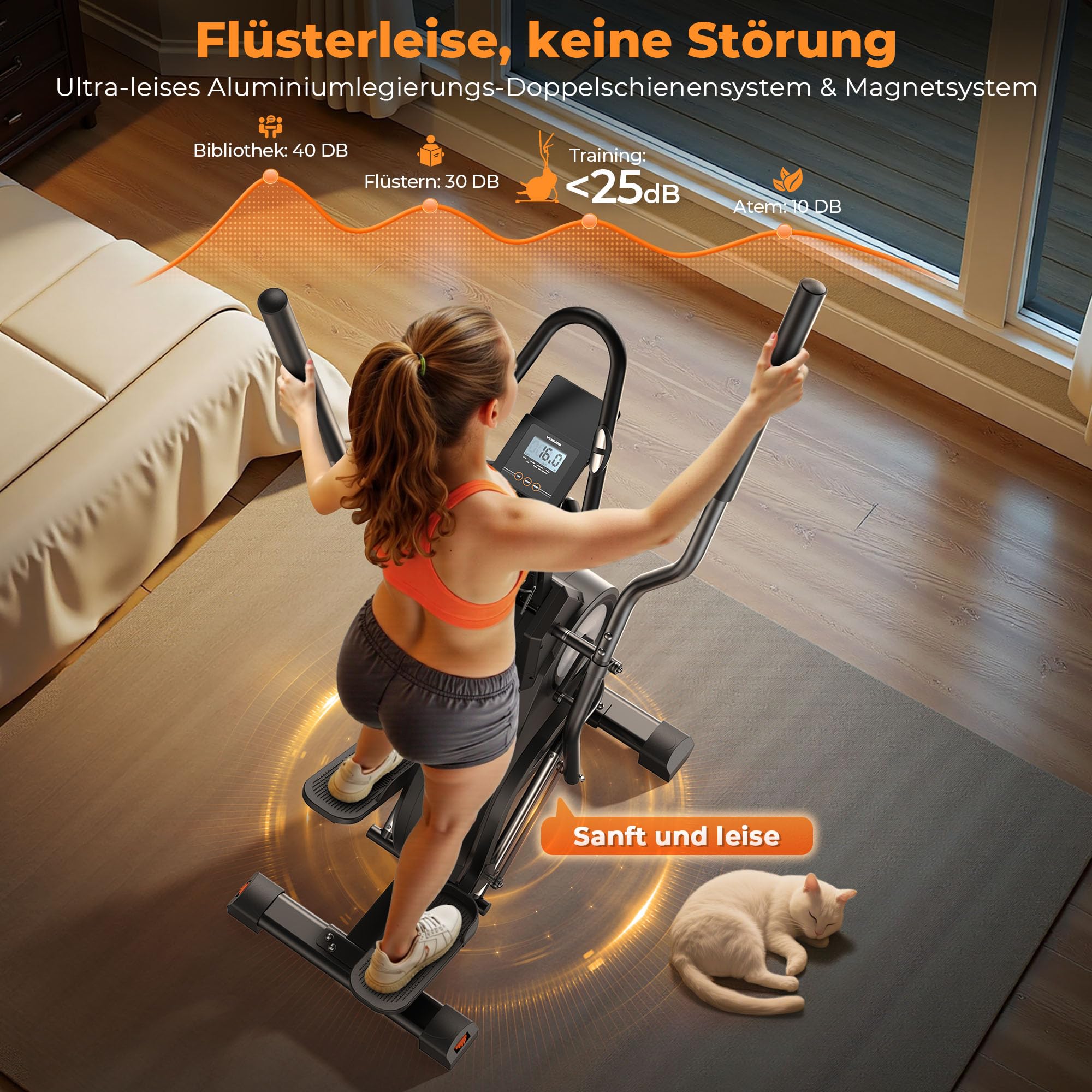 YOSUDA Crosstrainer 3-in-1 Ellipsentrainer Stepper Stairmaster 16 Widerstandsstufen 8kg Schwungrad Magnetisch