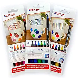 Edding 4200 3 x 6 marcadores de porcelana 1-4 mm cores sortidas