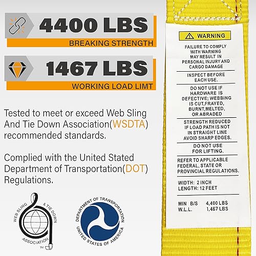 Miniatura 8 de Paquete de 6 correas de trinquete E-Track de 2 pulgadas x 16 pies x 4,400 libras de fuerza para amarre de carga en remolque cerrado y camioneta por