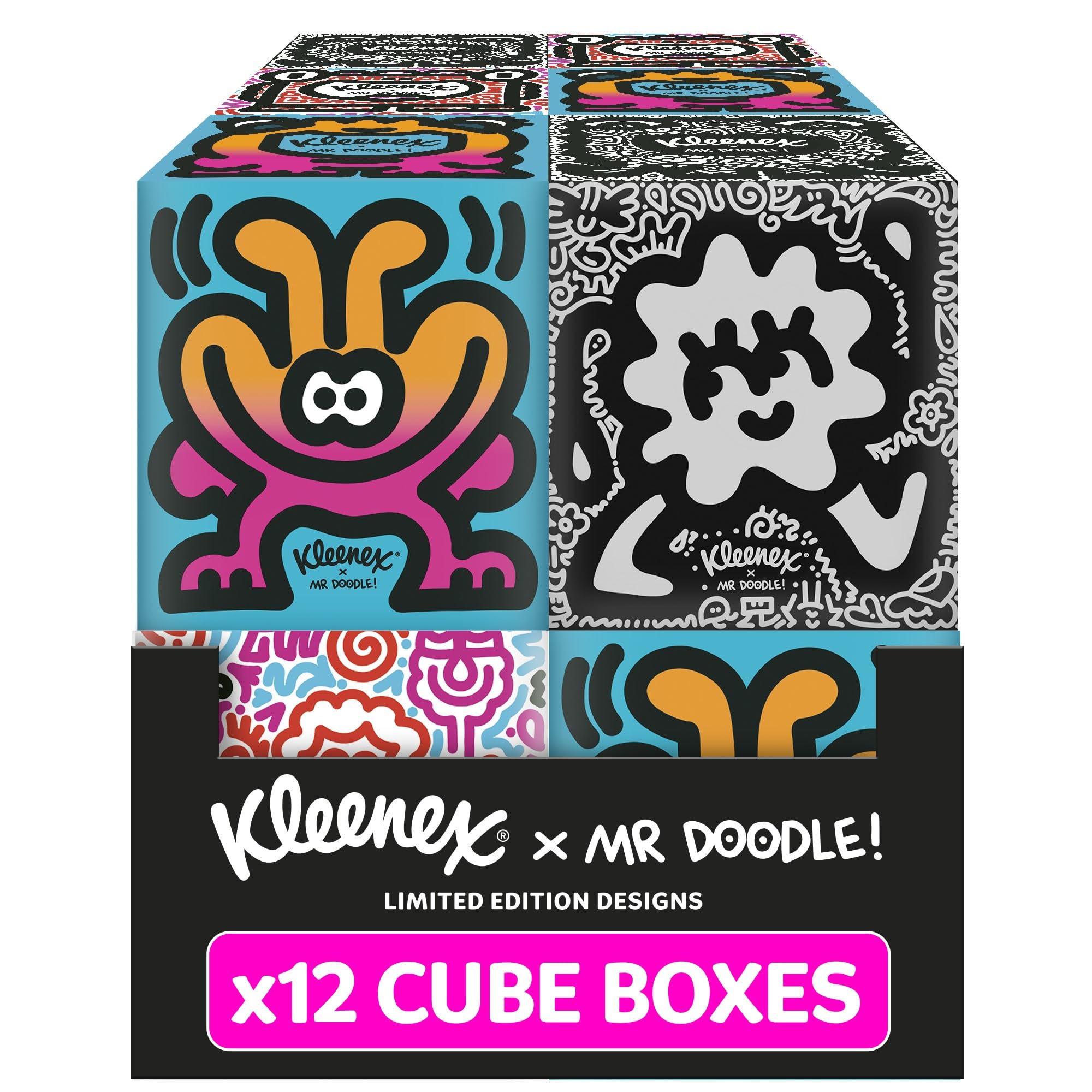 Kleenex Editions - 12 Cube Facial Tissue Boxes - Limited Edition Design Tissue Cubes, Designed to Look Beautiful in The Home