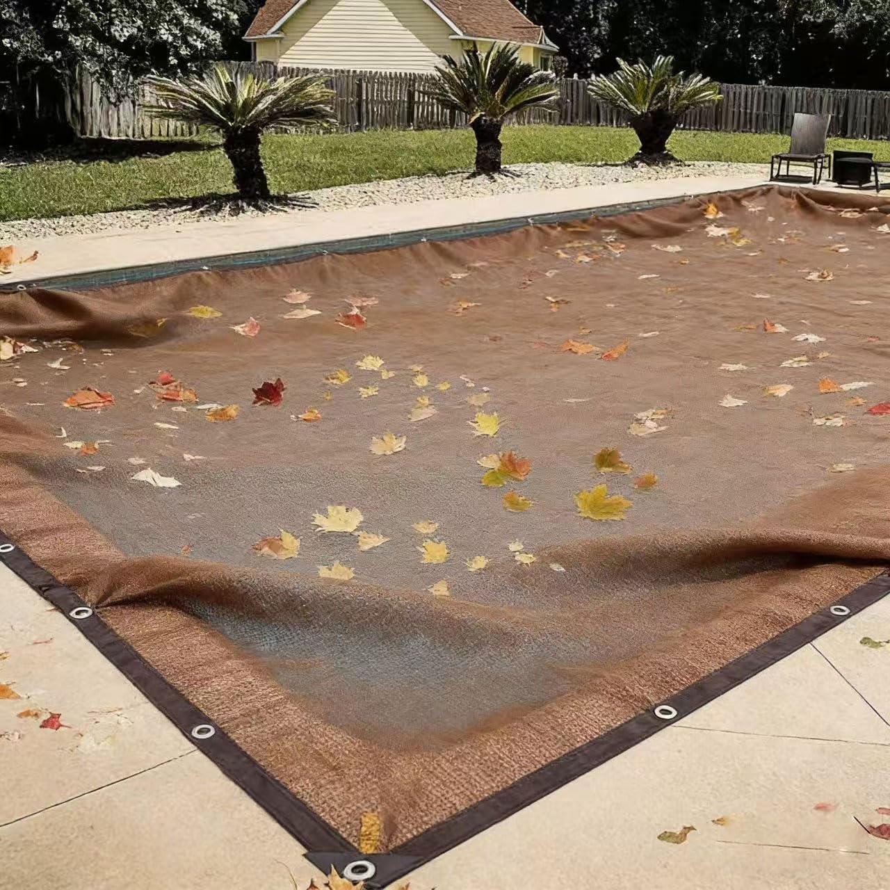 Red antihojas para Piscina,Cubierta de Red Rectangular de Hojas para Piscina Malla Fina Cobertor Piscina Invierno con Ojales Evita Hojas y Suciedad Granulada(Blue,5x5m(16.4x16.4ft))