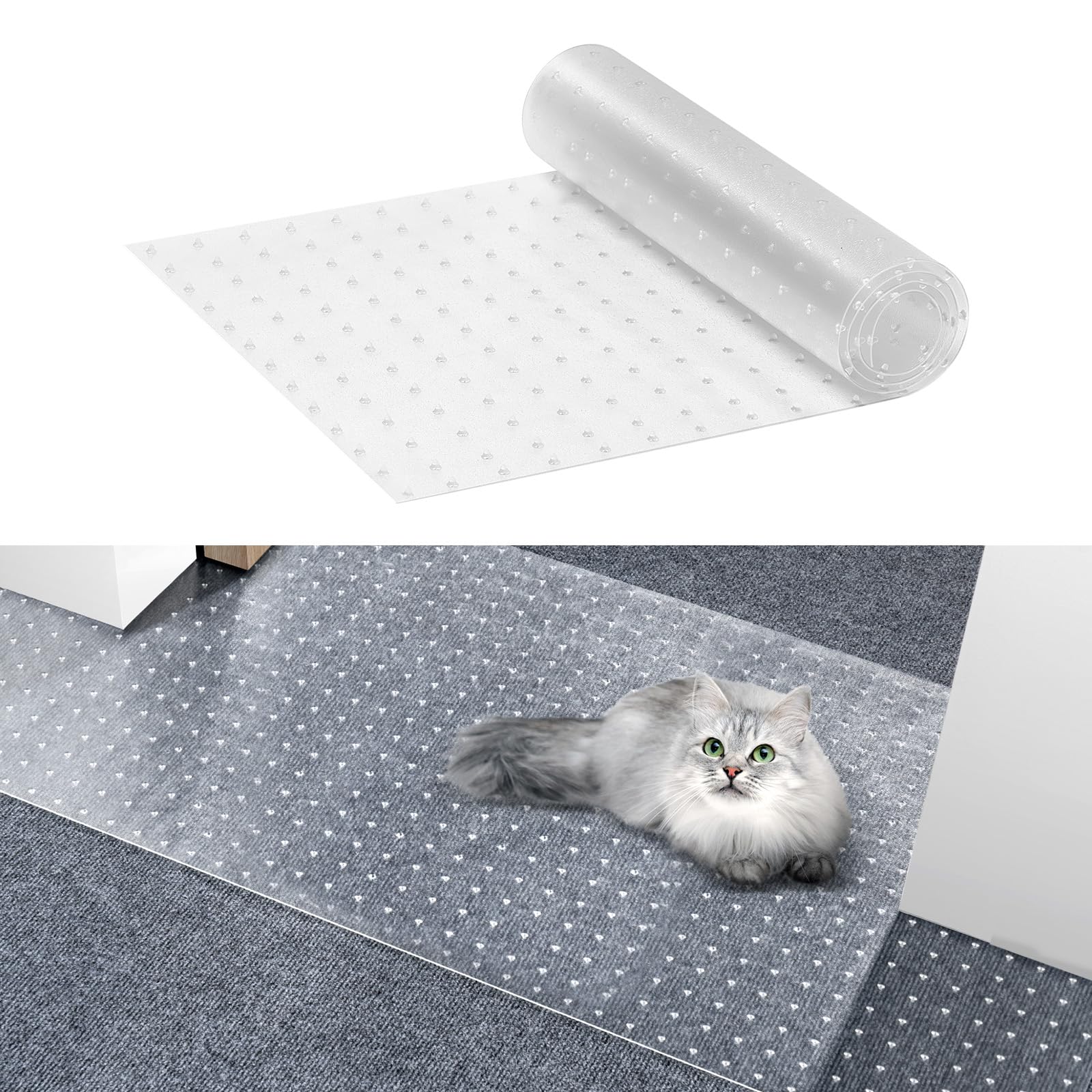 VEVOR Tappetino Protettivo per Animali Domestici 1097 x 380 mm PVC Antigraffio Tappeto Porta per Animali, Tappetino Antiscivolo Antigraffio, Tappo Antigraffio per Tappeti in plastica Facile Tagliare