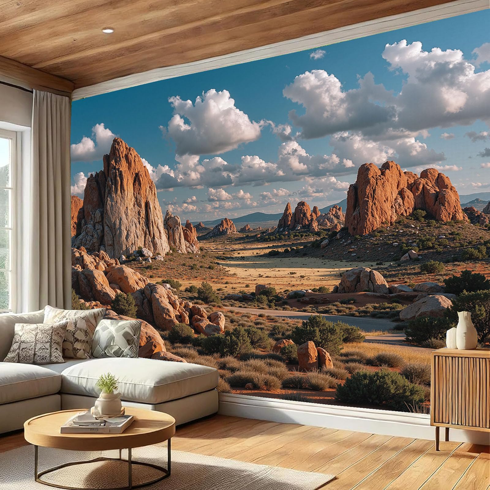 Papier peint panoramique paysage réaliste rochers brun mural