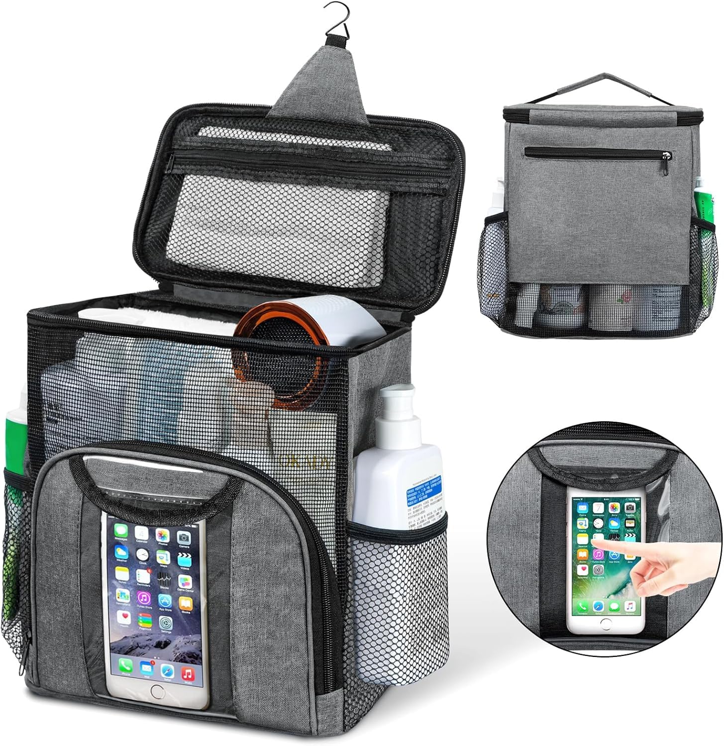 VANDOULUM Portable Shower Caddy College Tote Bag-Quick Dry Hanging Toiletry Bag Large Capacity Mesh Shower Caddy for Bath