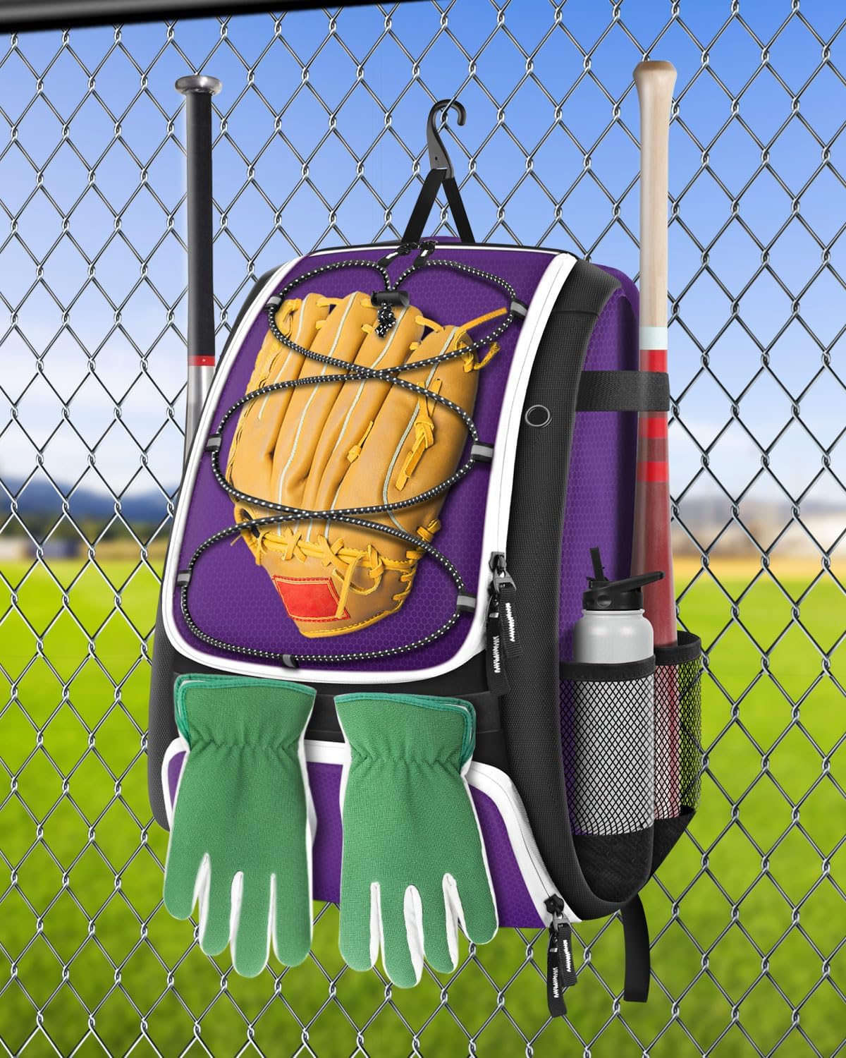 BROTOU Baseball Bag, Softball Bag for Baseballgear & T-Ball Bat, Baseball Backpack with Shoes Compartment for Men/Women - Image 6