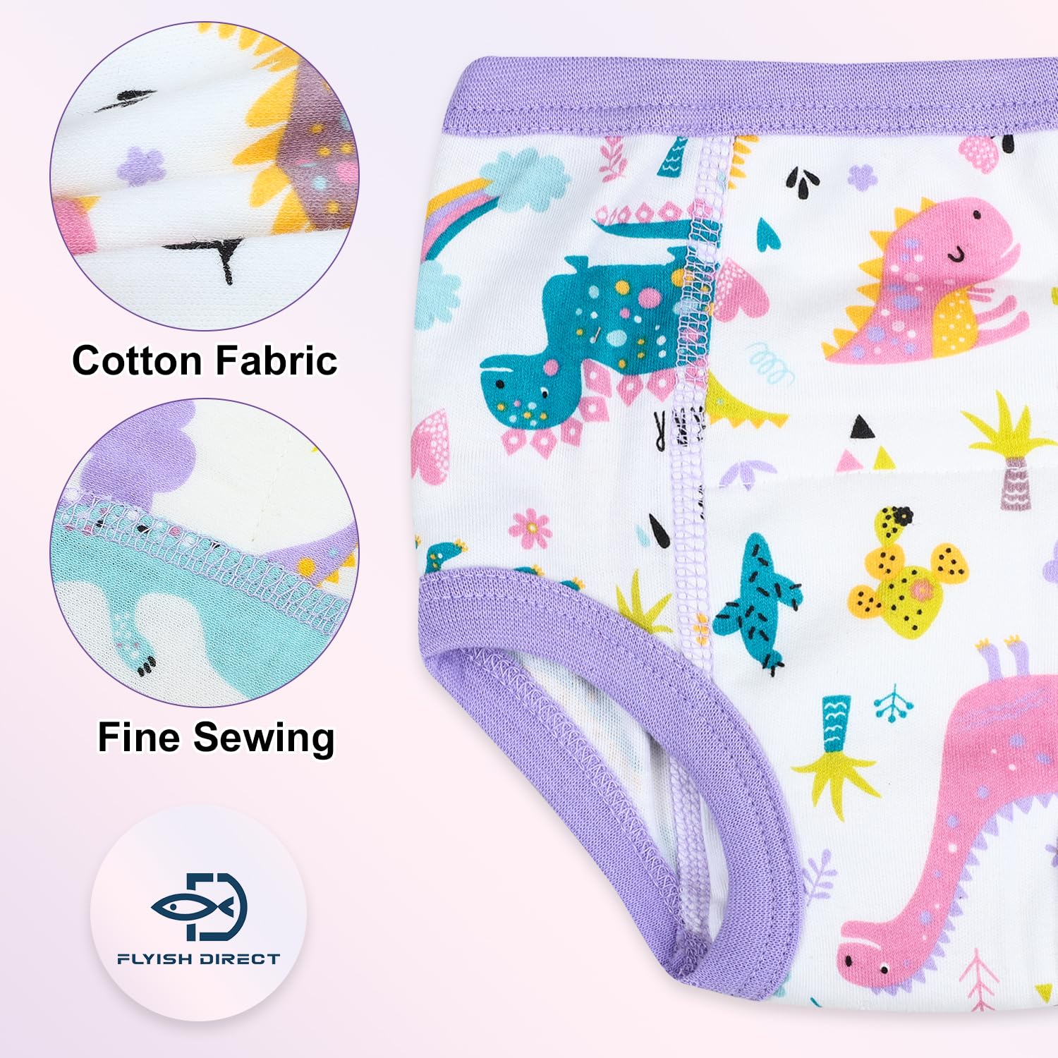 FLYISH DIRECT Culotte Apprentissage Propreté Garcon | Culotte d'apprentissage Enfant en Coton | Absorbant et Lavable 10 paquets, Violet, 4 ans - 5