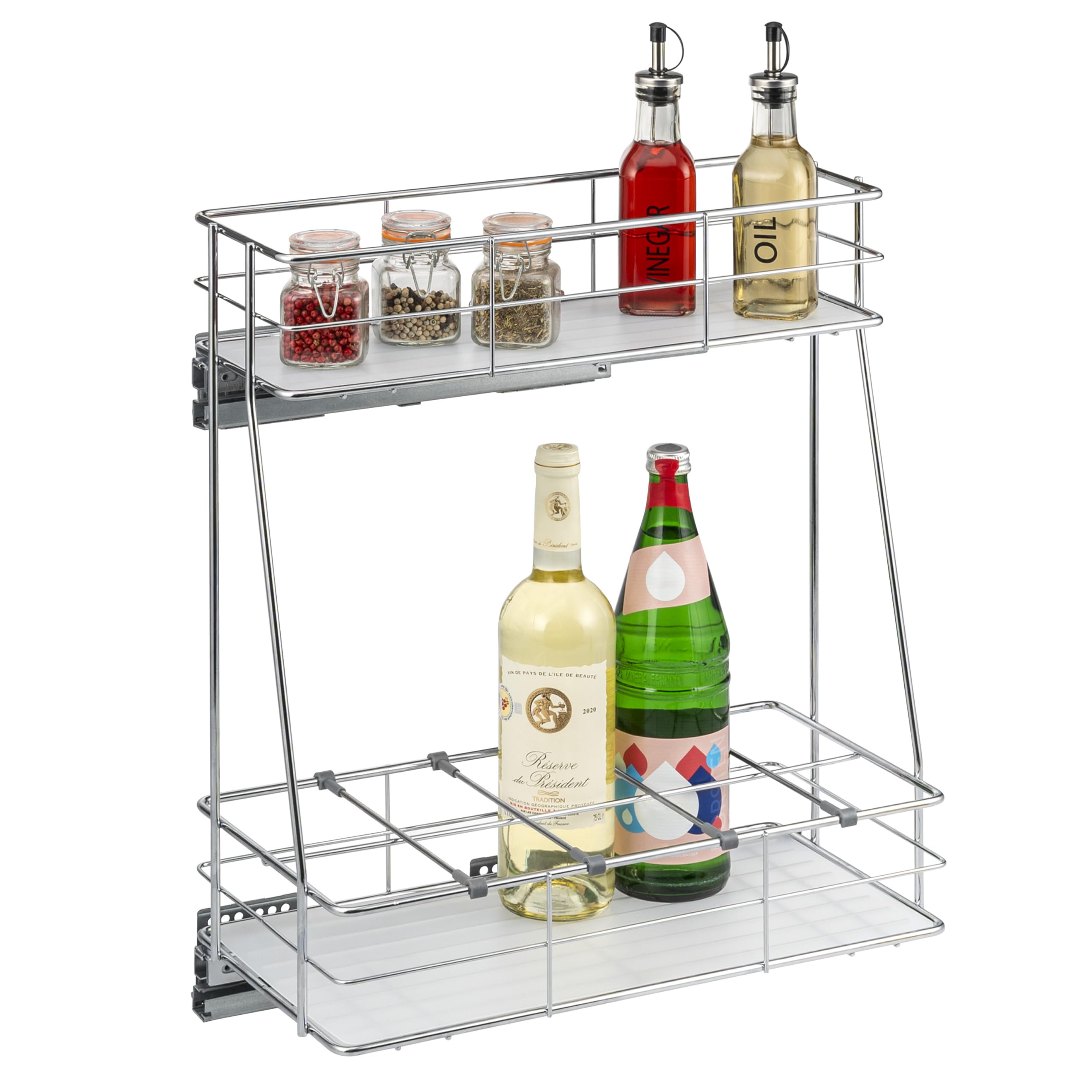 Armadietto Telescopico Bremermann A 2 Ripiani – Cassetto Estraibile Soft-Close Per Cucina, Portabottiglie E Spezie