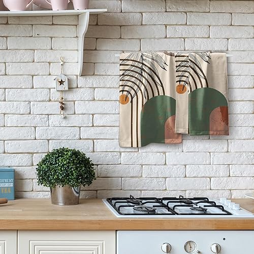 Miniatura 8 de Giwawa Juego de 2 toallas de mano abstractas bohemias, de mediados de siglo, toallas de baño absorbentes, decorativas, para cocina, hotel, spa,