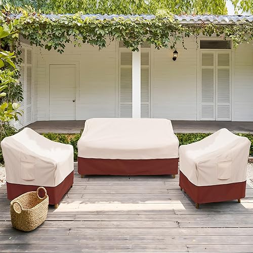 Miniatura 8 de COSFLY Fundas impermeables para muebles de patio, fundas para sillas de exterior, paquete de 2 fundas resistentes, se adaptan a hasta 29 pulgadas de