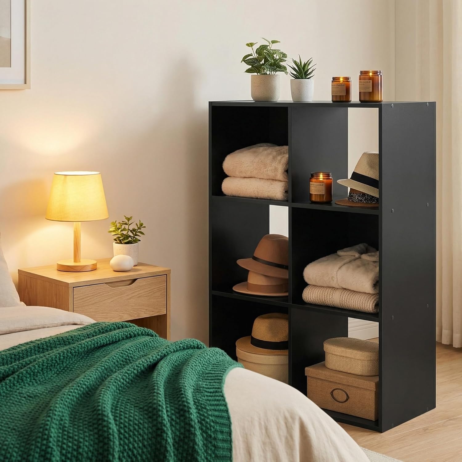 6-Cube Storage Rack, Equipped with Hardware Accessories and Installation Instructions. Suitable for Home and Office Can be Placed Horizontally or Vertically.