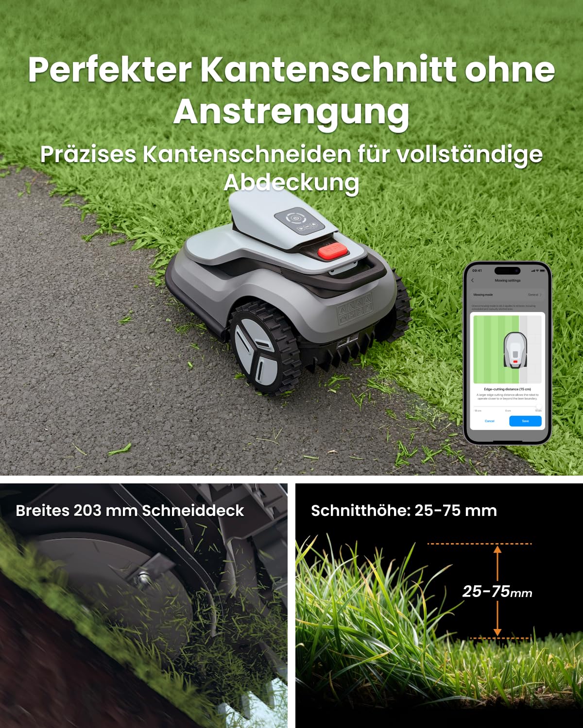 TerraMow V600 Mähroboter ohne Begrenzungskabel mit Garage, Rasenmäher Roboter bis 600 m², Tri-AI-Vision Navigation, Echtzeit-Hindernisvermeidung & Automatische Kartierung, Ideal für komplexe Gärten