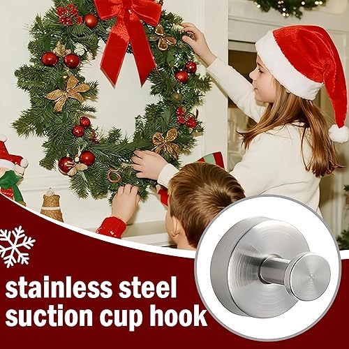 Miniatura 6 de Ganchos de ventosa para coronas en vidrio, ganchos para toallas sin taladro, ganchos de acero inoxidable impermeables con ventosa para colgar
