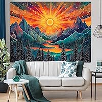 Vista 17 de Zussun Tapiz de hongos verdes, luna y estrella, tapices para dormitorio, decoración estética de plantas de noche estrellada, tapastrys para colgar
