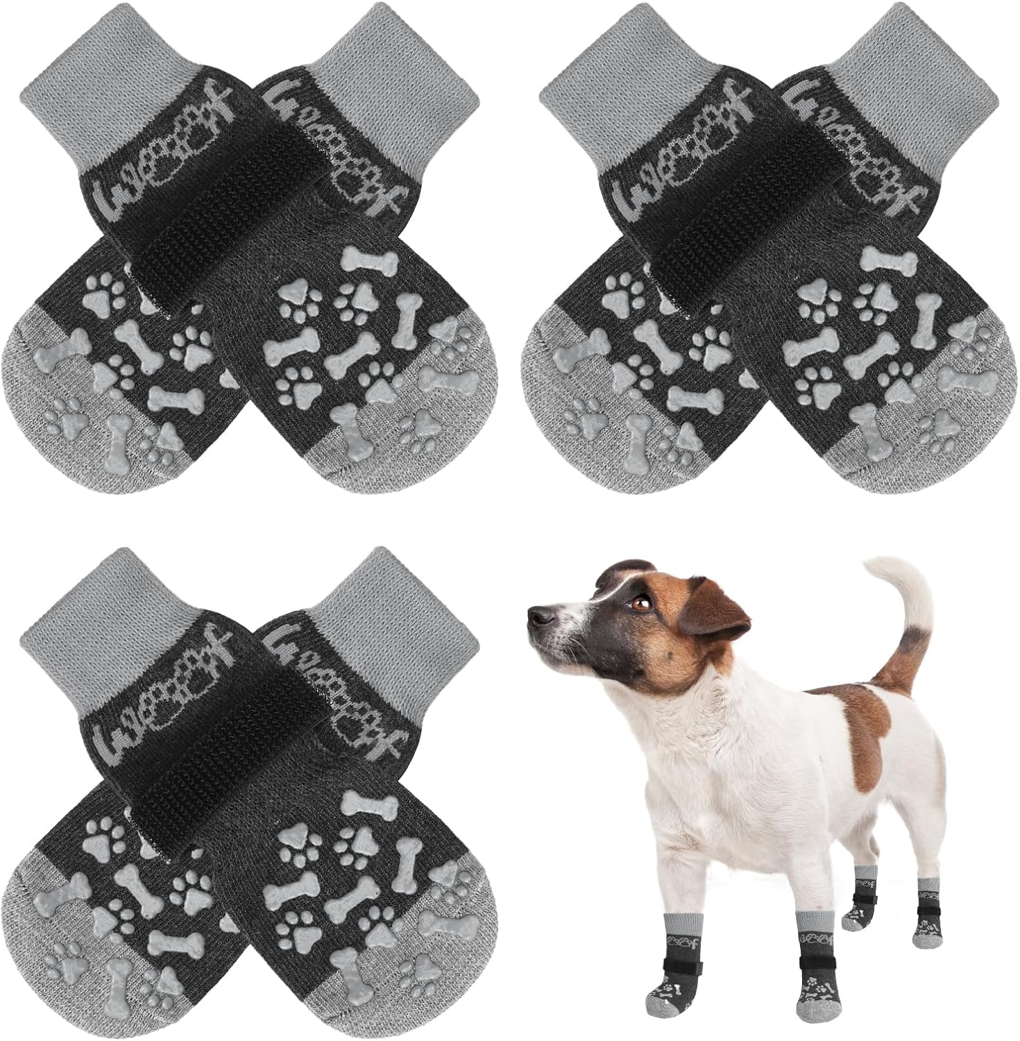 KOOLTAIL Anti Slip Dog SocksDouble Sides Grips Woof Dog