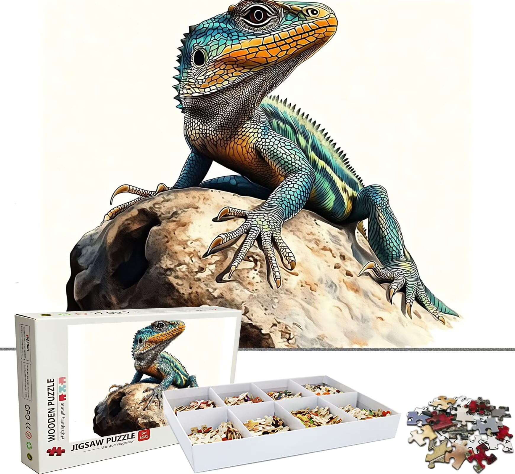 Puzzle 1500 Teile, Holzpuzzle Erwachsene - Impossible Puzzle 87 x 57 cm niffliges Denkspiel & Denksport für Frauen & Männer, Familienspiel für Spieleabende, Geschenk für Frauen Tier Eidechse w0-175