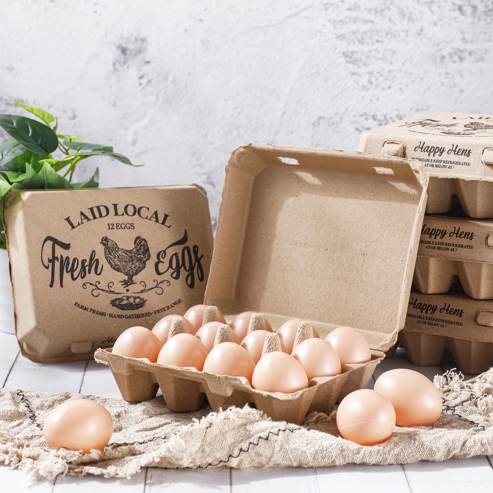 Zhanmai 50 cajas de huevos de pulpa de papel natural en blanco cuadradas a granel, cajas de huevos de gallina, 12 unidades, docenas de estilo clásico vintage de 3 x 4, bandeja de huevos de cartón para