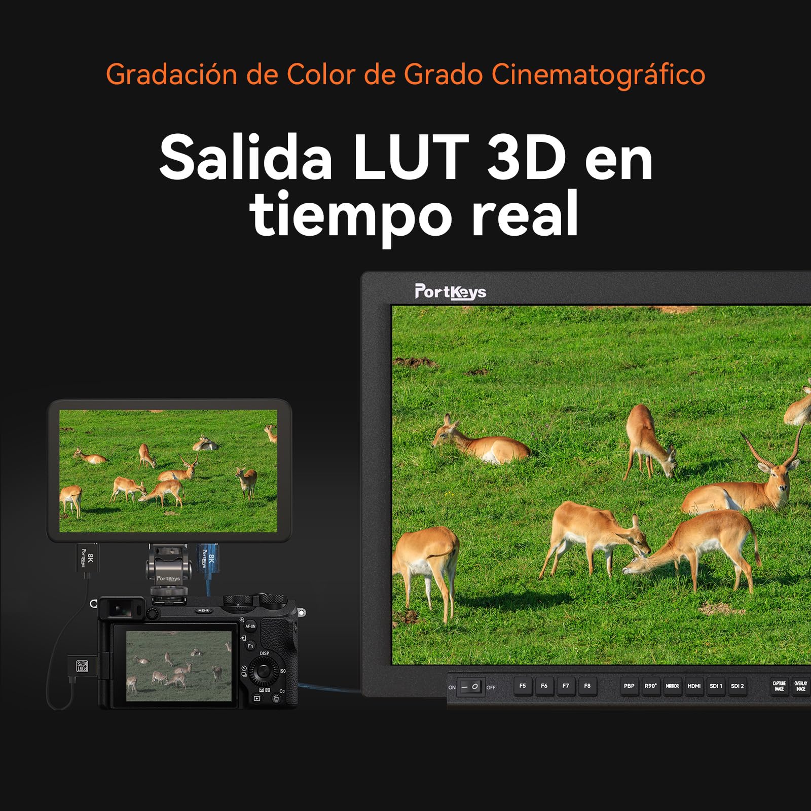 Portkeys LS7P Monitor De Campo On-Camera 7" 1000nit Touchscreen, Control Inalámbrico De Cámara, Marco De Metal, Monitor Compatible con S0NY FX3/FX30/FX6, CAN0N EOS C80/C400, BMPCC 4K/6K