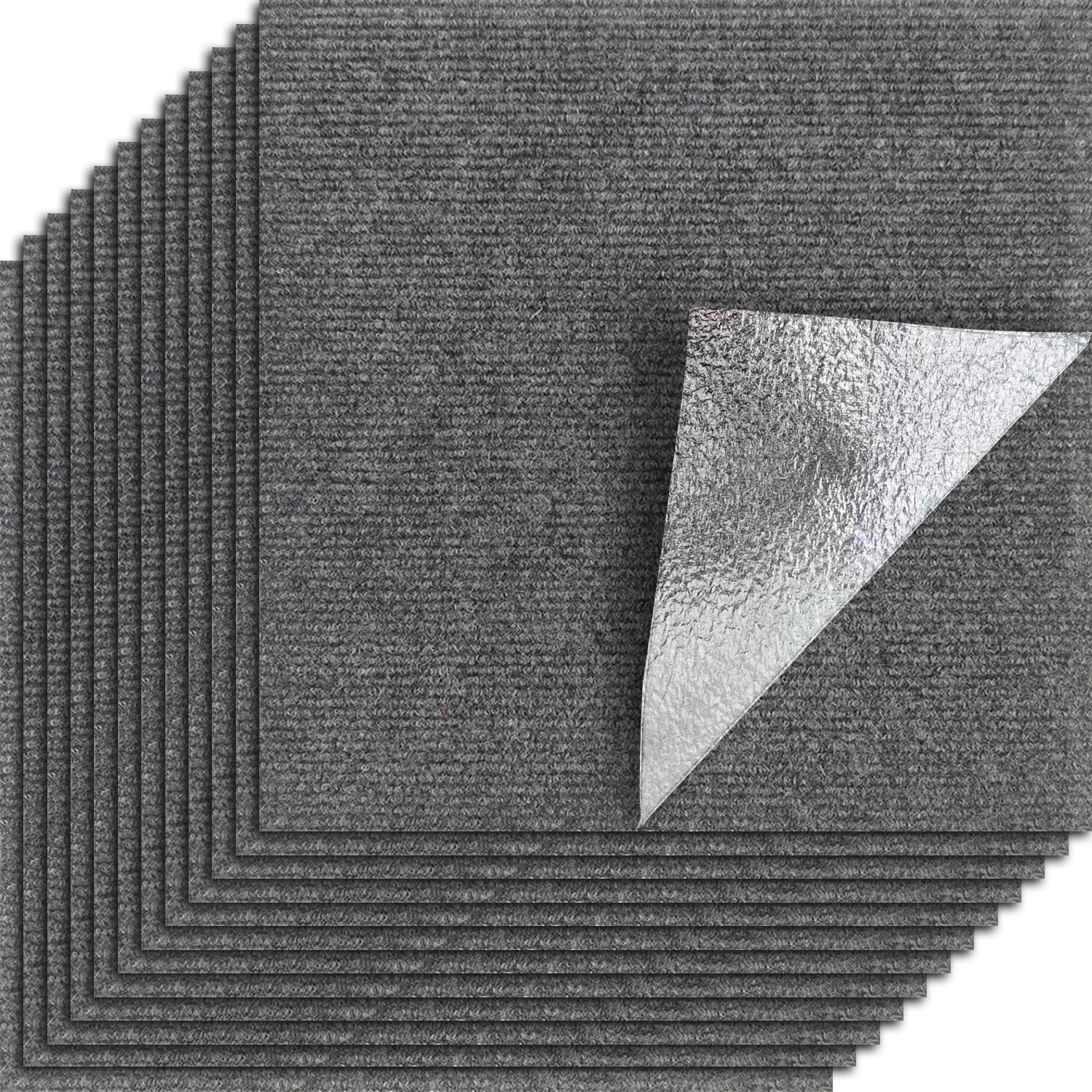 WYIPOLZI 30Pcs Self Adhesive Carpet Tiles, 30x30cm Non-Slip Carpet Floor Tiles, Hardwearing & Easy to Clean Carpet Tiles, Squares Floor Covers for Office Living Room Bedrooms (Grey)
