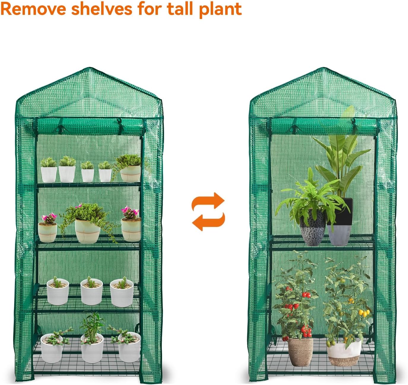 Mini Greenhouse for Outdoor Indoor,4 Tier Small Portable Green Houses with Improved PE Cover,Roll-up Zipper Warm House,Grow House for Seedling and Plant Growing (64x27x20inch),Green