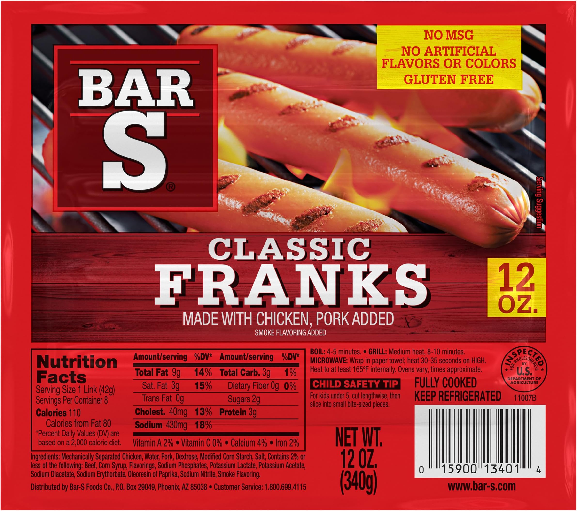 Bar S Franks, 12 oz