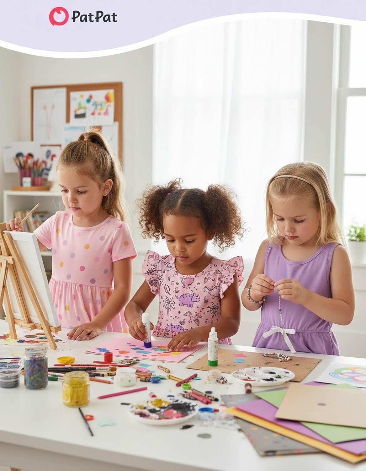 PATPAT Toddler Girl Floral Skater Multipack Dresses 3-Pack Polka Dots Short Sleeve Priness A-line Dress - Image 5