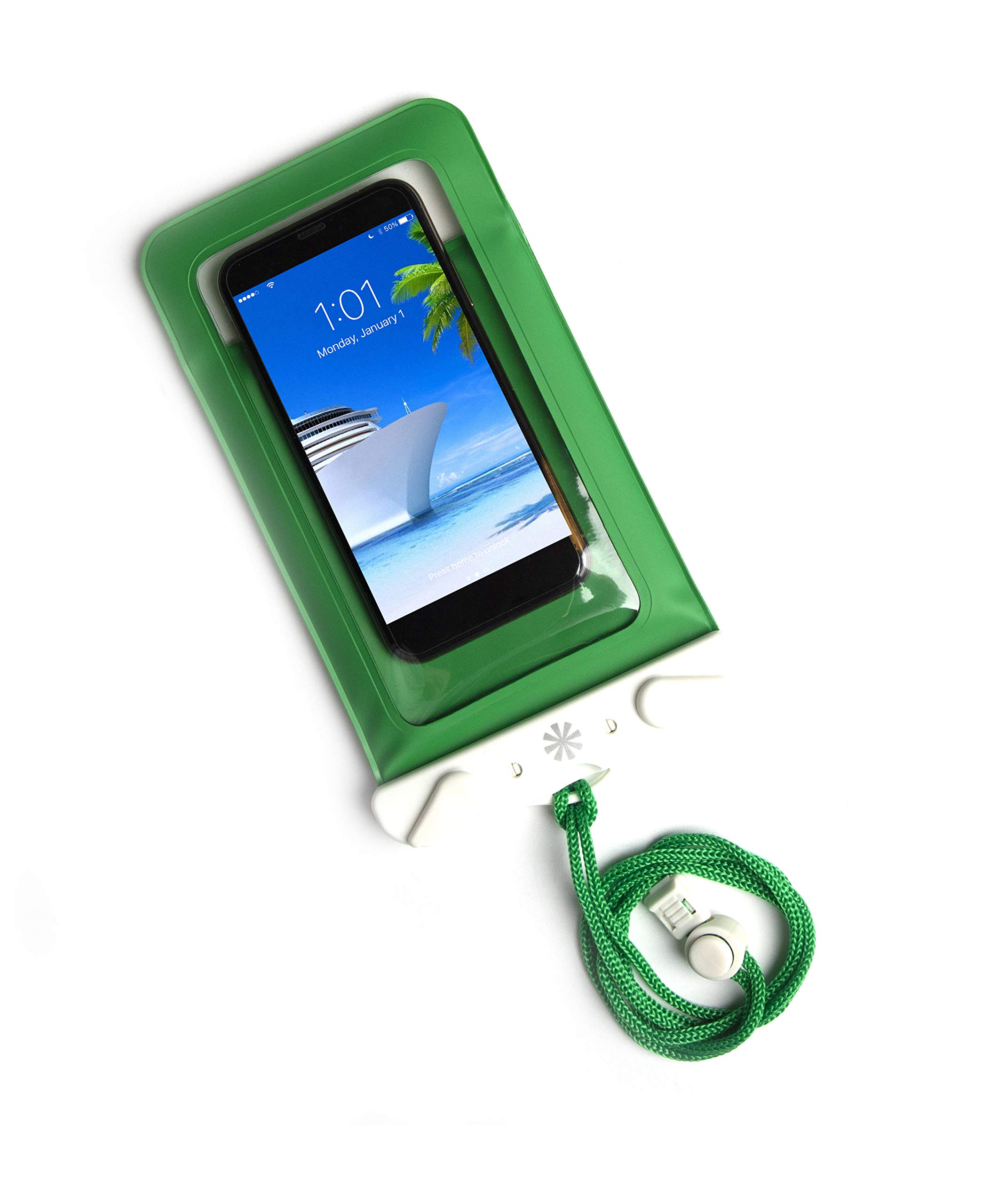 Tech Candy Dry Spell Water Defender Bag for iPhone & Android Floats Adjustable Lanyard Protection Text Thru Window Waterproof Snowproof Universal Pouch Beach Lake Ocean Pool2019 Edition Green