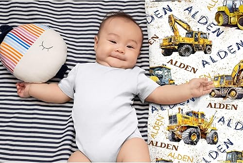 Miniatura 3 de Caimizogojocrz Manta personalizada de construcción con camiones de excavadora para bebés, manta de felpa personalizada para niños con excavadora y