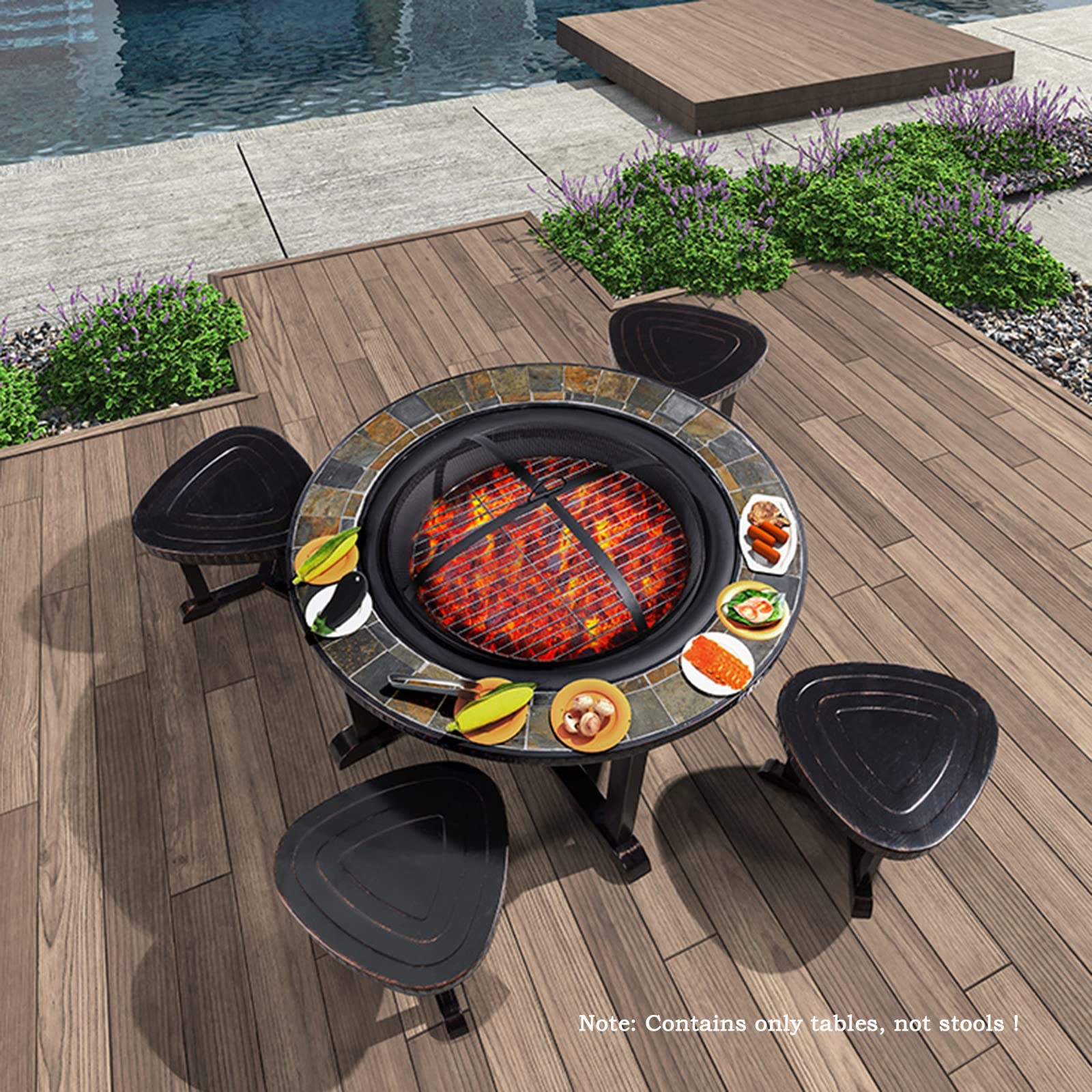 Stół do grilla Stół do grillowania Villa Yard Piec do grillowania Na zewnątrz Gospodarstwo domowe Grill węglowy Ogród Żelazny grill Stół Stół do grilla