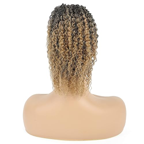 Miniatura 2 de Cola de caballo con cordón para mujeres negras, extensiones de cabello sintético corto afro rizado para mujeres negras (12 pulgadas, 2T27)