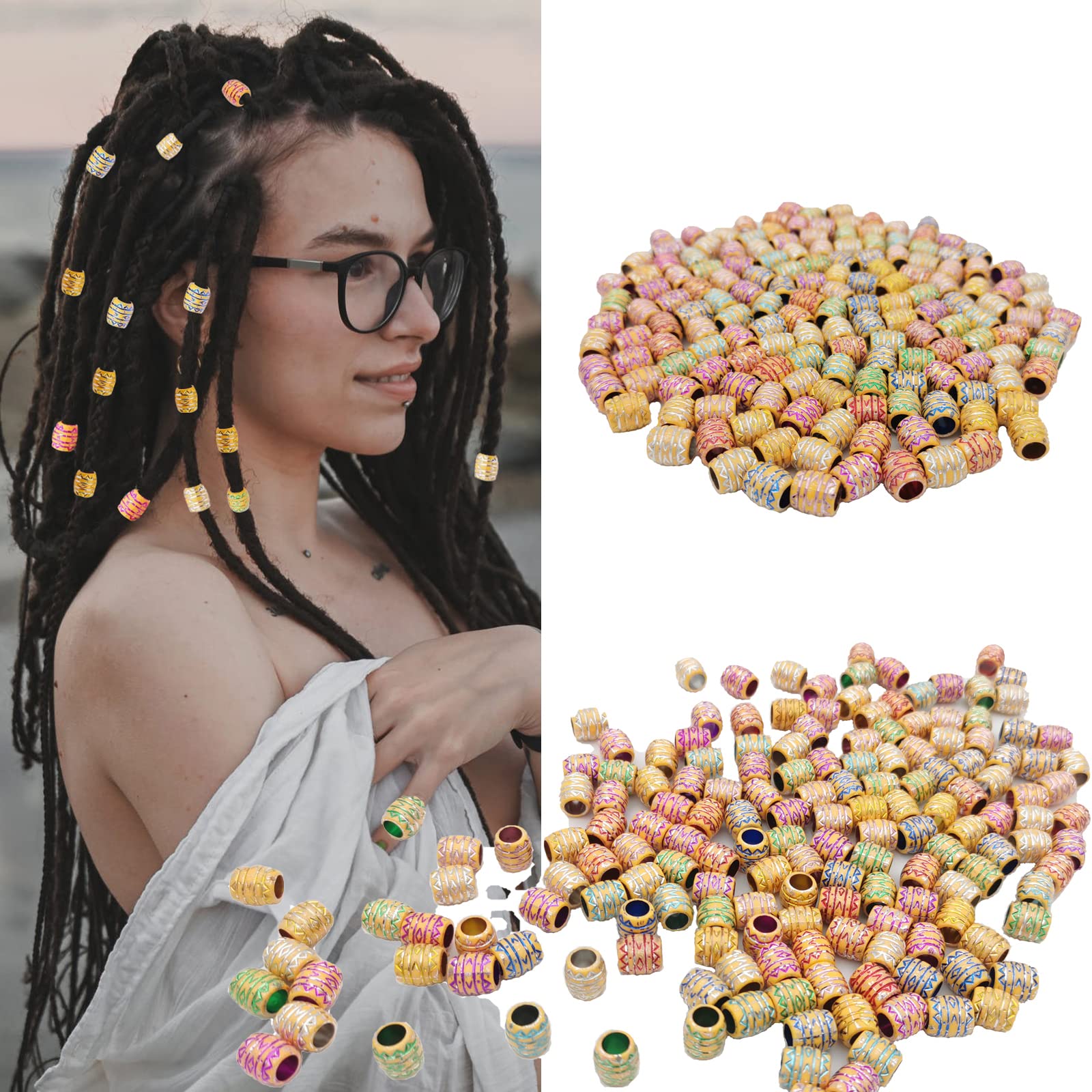 50 pezzi di Dreadlock Accessori per Capelli in oro Anelli per capelli in regolabili Trecce Decorative in Ferro Decorazione di Barba e Capelli Intrecciare 100 pezzi mini elastici