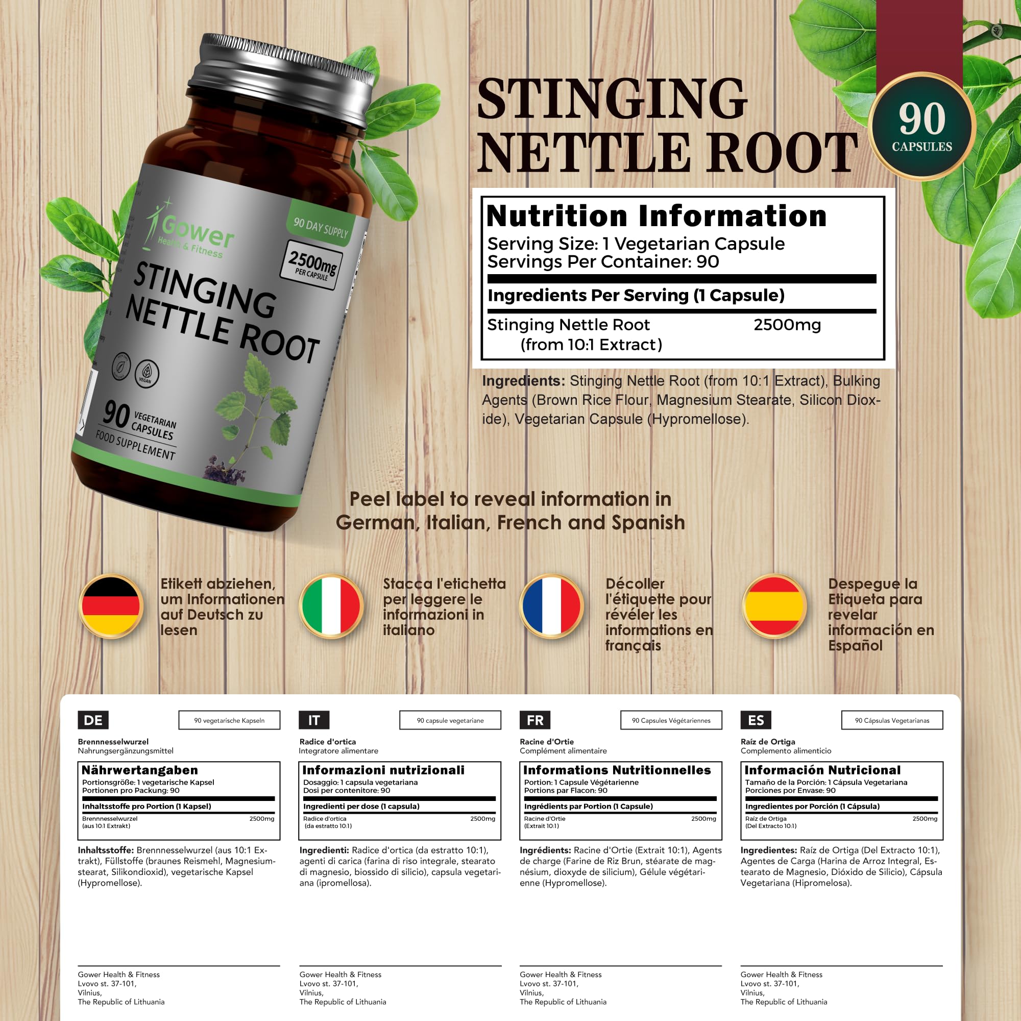 GH Radice Ortica Integratore | 90 Capsule (Estratto 10:1) 2500 mg per Dose | Estratto Radice di Ortica ad Alto Dosaggio| Non-OGM, senza Glutine e Latticini | Prodotto nel Regno Unito