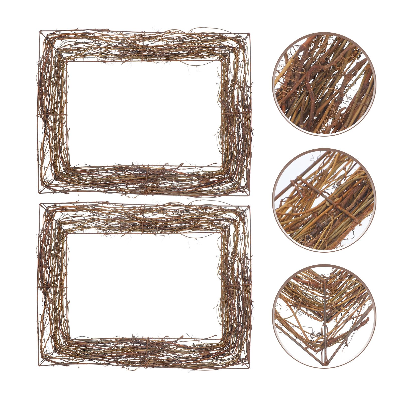 Garneck Ghirlanda in Rattan Intrecciato Naturale 2 Pezzi Base per Corona Decorativa Fai da Te in Cotone e Lino Marrone per Decorazioni Casa e Giardino
