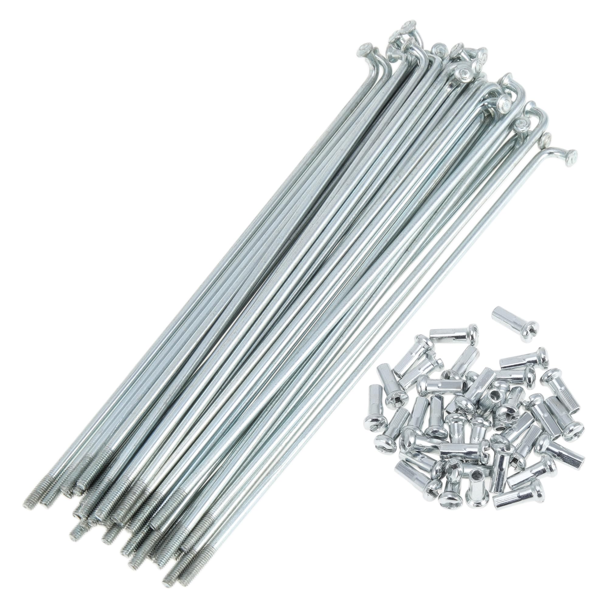 A ABSOPRO 36 Set 13G Bicycle Spokes 130mm Bike Wheel Spokes Galvanized Carbon Steel Silver Tone