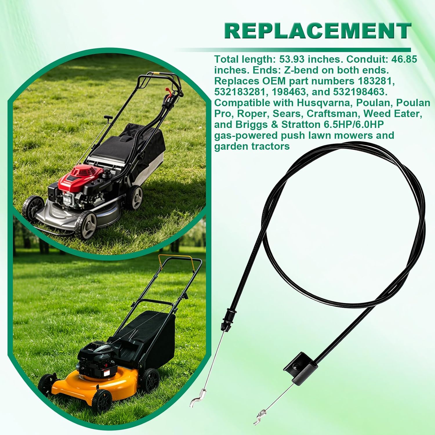 183281 Throttle Cable for Craftsman 917 7021P Poulan Lawn Mower