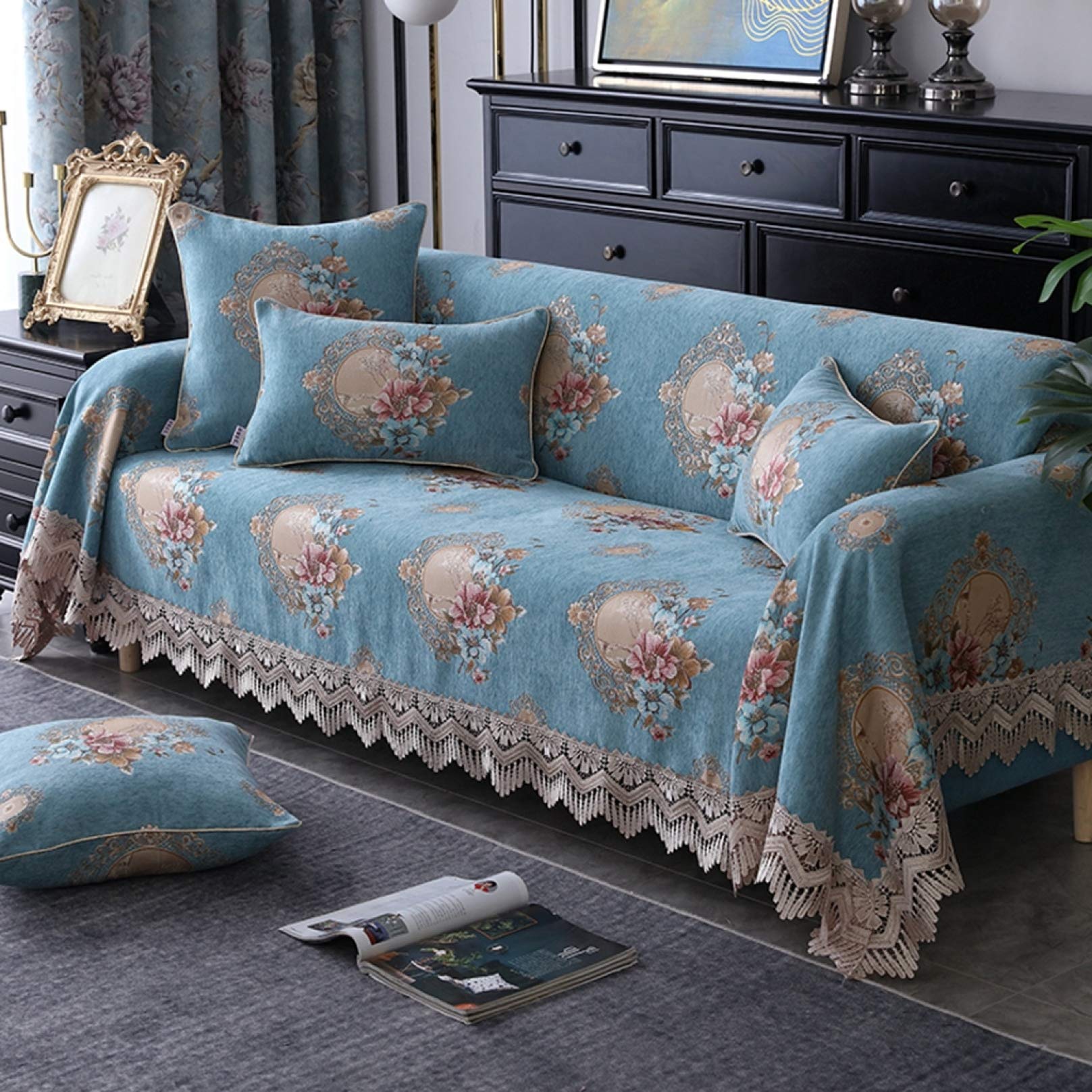 Amazon｜クラシック マルチカバー ソファーカバー 花柄 ジャカード