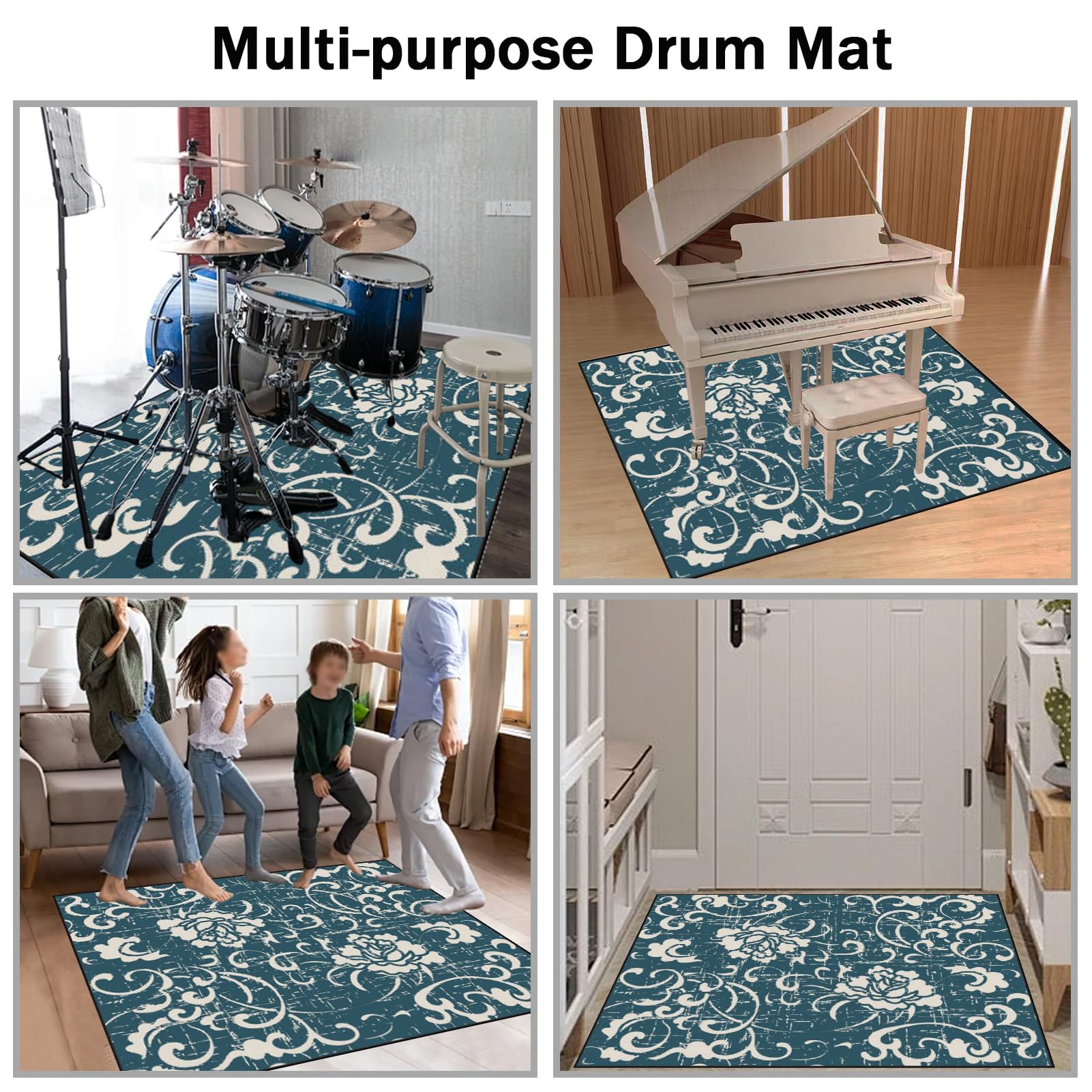Tappetino Insonorizzato Batteria Drum Tappetino per Batteria e Percussioni Tappeto a Tamburo Tappeto per Batteria Elettrica Tappeto per Batteria Acustica Tappeto Antiscivolo Batteria 230 x 180 cm