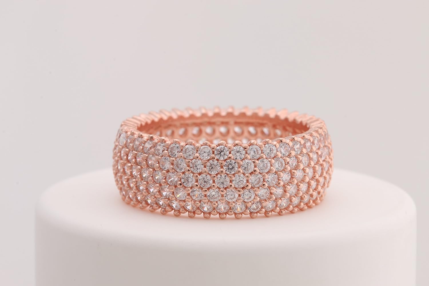 Special Design Turkish Handmade Jewelry 5 Lines Rose Gold Topaz Zircon Stone 925 Sterling Silver Band Ring Size Option