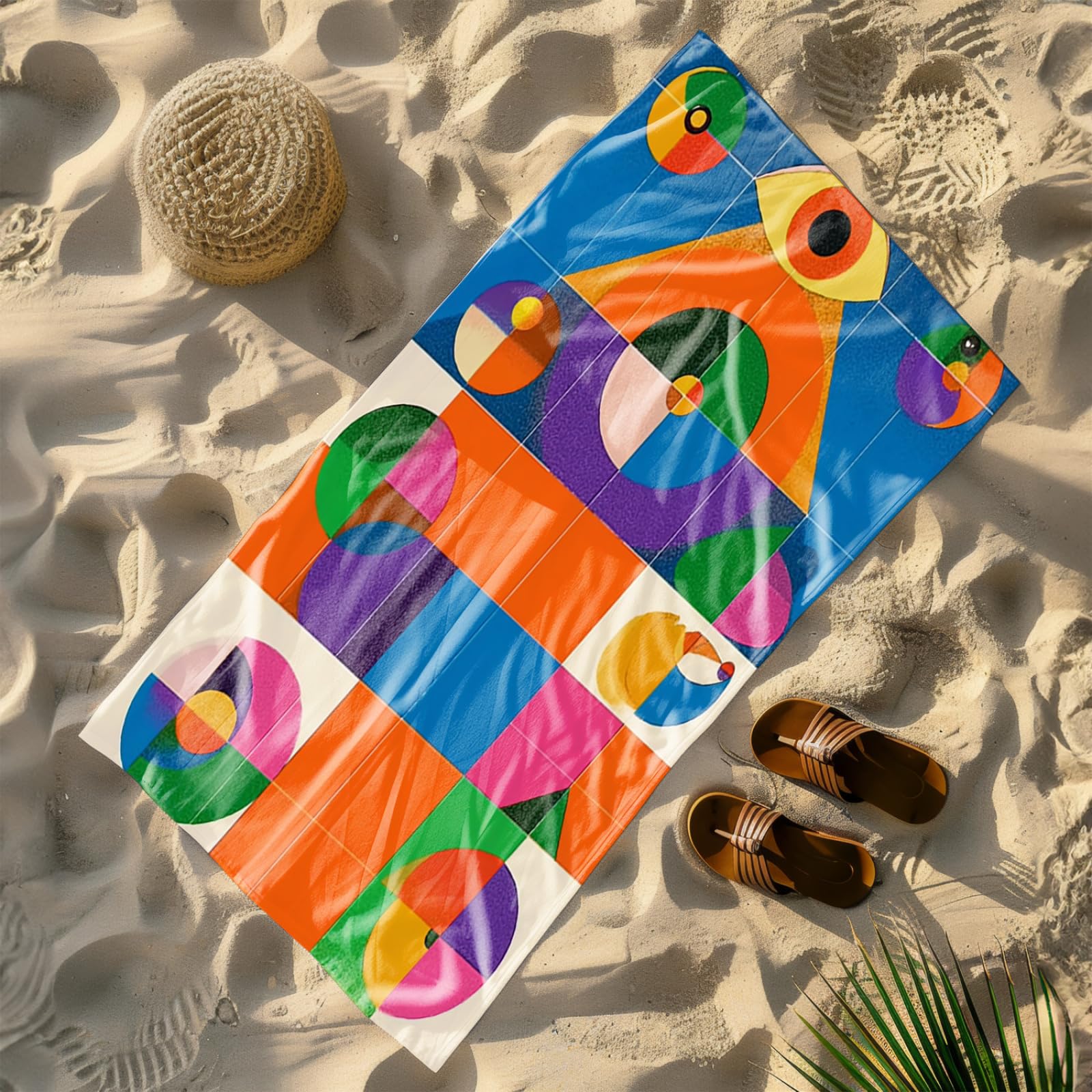 Genérico Toalla Playa Grande 100X200 Azul Naranja
