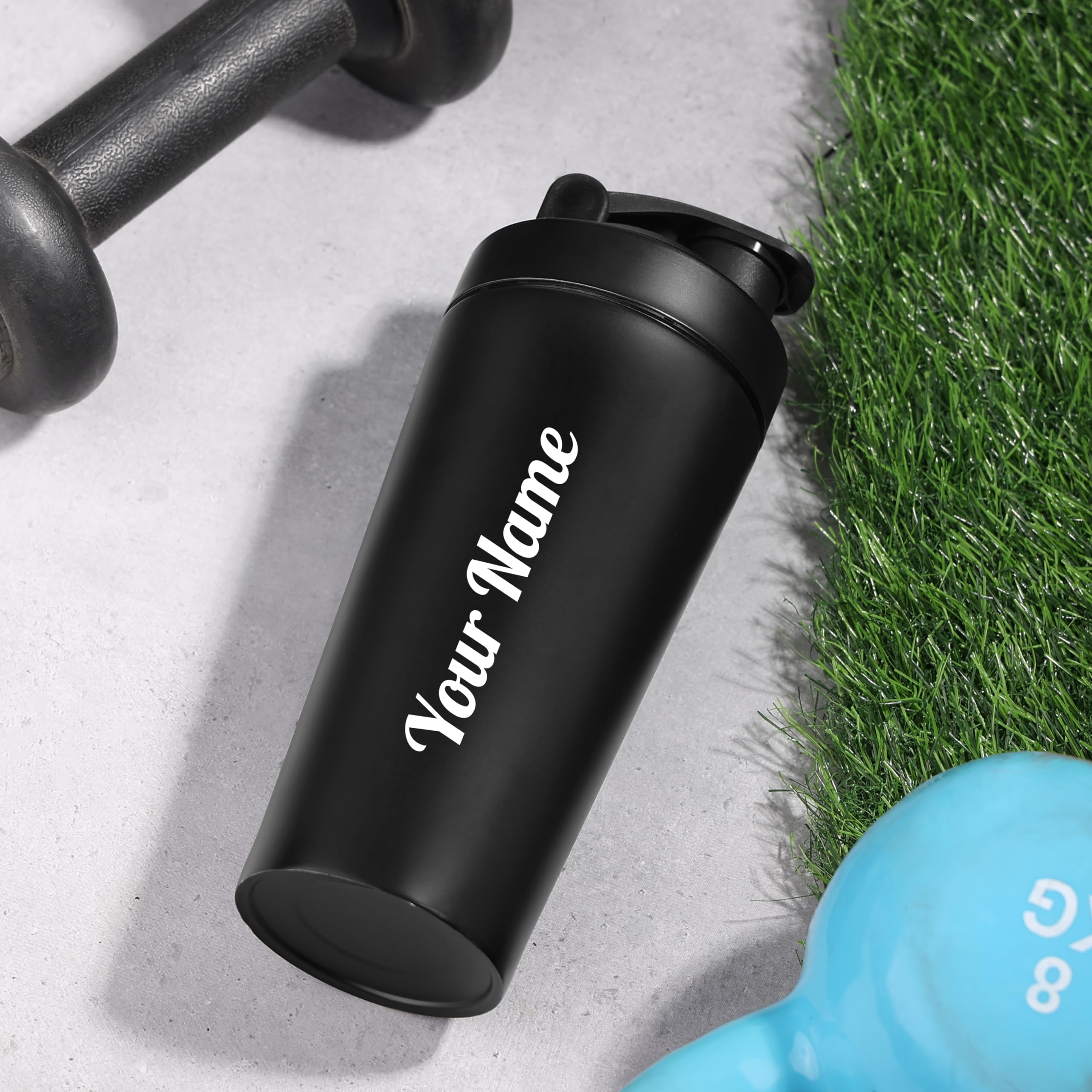 CORPORATE PORIUM Customised Stainless Steel Protein Shaker Bottle with Blender Mixer Ball Leak Proof Gym Shaker for Protein, Diwali Item BPA-Free Travel Steel Shaker for Gym 750ml 3