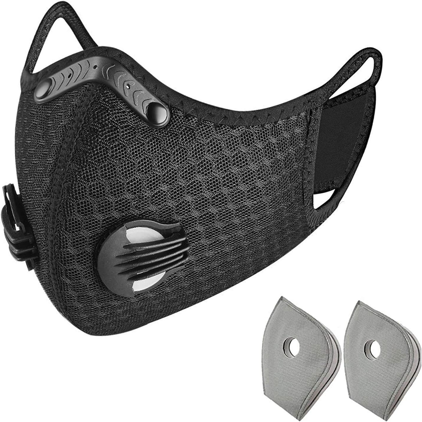 Dust Mask - Breathable Reusable Face Mask with 2 Carbon Filters for Woodworking Construction Mowing