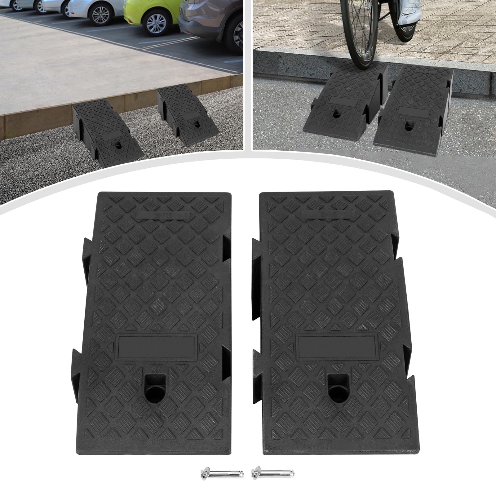 2 rampas de reparación de coche, rampas de carga antideslizantes portátiles, rampas de plástico, rampas de carga para taller de automóviles para mantenimiento, reparación, color negro