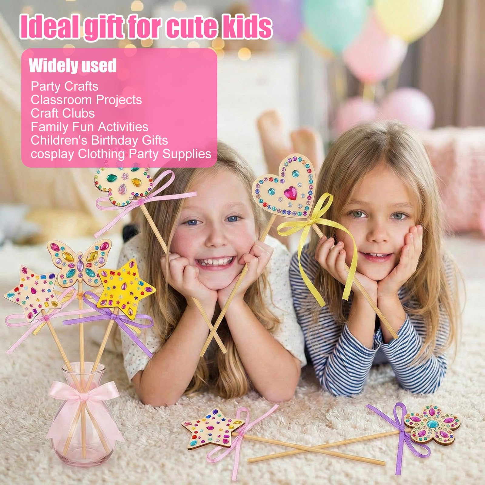 14 Sets Fairy Wand Craft Kit, Wooden Princess Fairy Wands Kit, DIY Magical Wand - Image 6