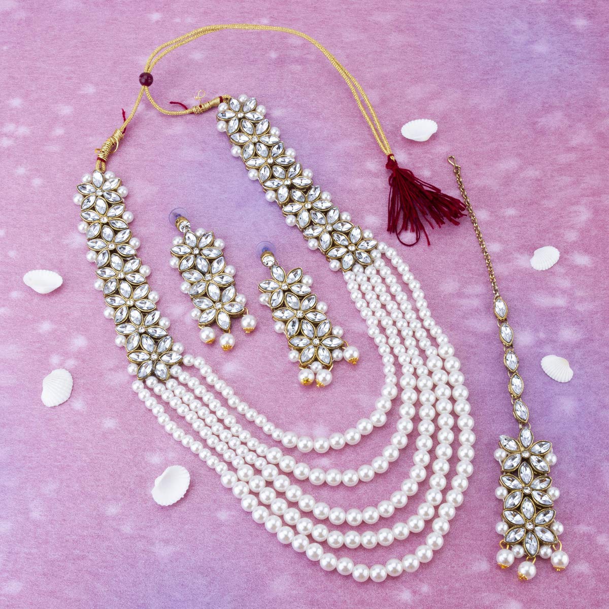 Kundan & Pearl Plated Jewelry Set (CT-NCKK-44116)