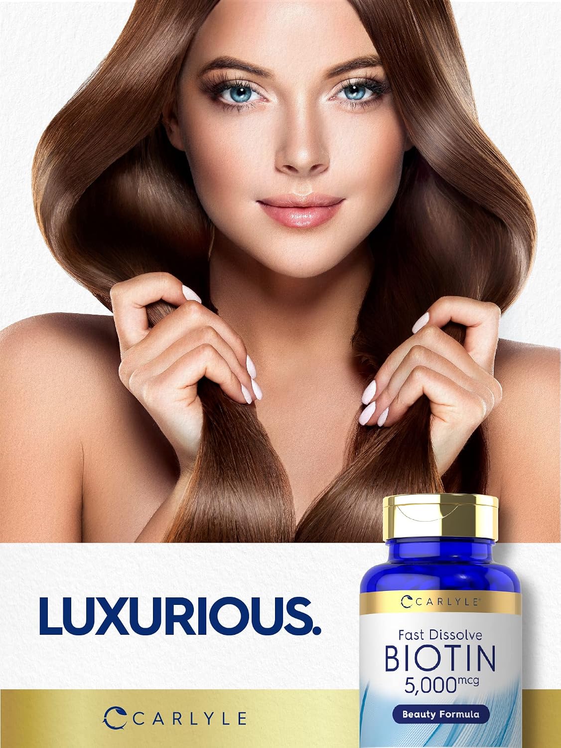Carlyle Biotin 5000mcg | 500 Fast Dissolve Tablets | Vegetarian, Non-GMO, Gluten Free Supplement